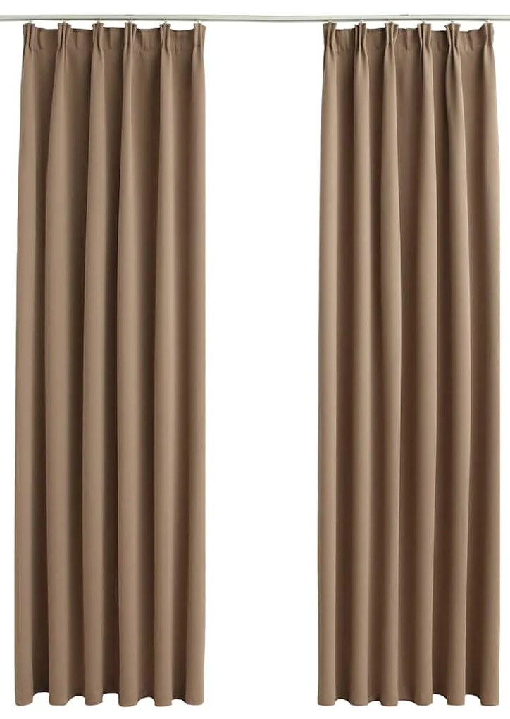 vidaXL Κουρτίνες Συσκότισης με Γάντζους 2 τεμ. Χρώμα Taupe 140x245 εκ.