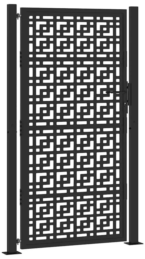 vidaXL Πύλη κήπου Μαύρη 105x180 cm Ατσάλινος σταυρός σχεδιασμού