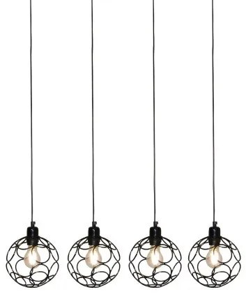 Κρεμαστό Φωτιστικό Οροφής 4xE27 Vintage Aline Homelighting -77-4068-Μαύρο 77-4068