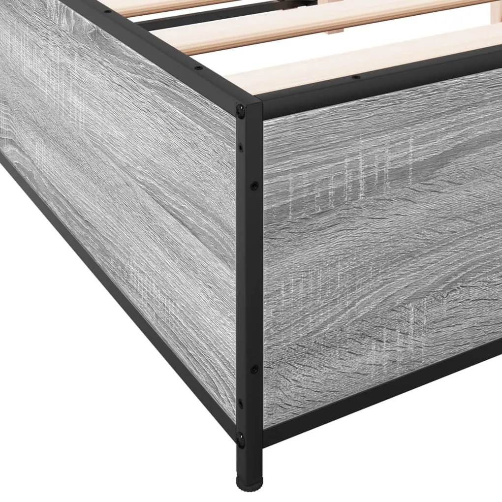 vidaXL Πλαίσιο Κρεβατιού Γκρι Sonoma 140x200 εκ. Επεξ. Ξύλο &amp; Μέταλλο