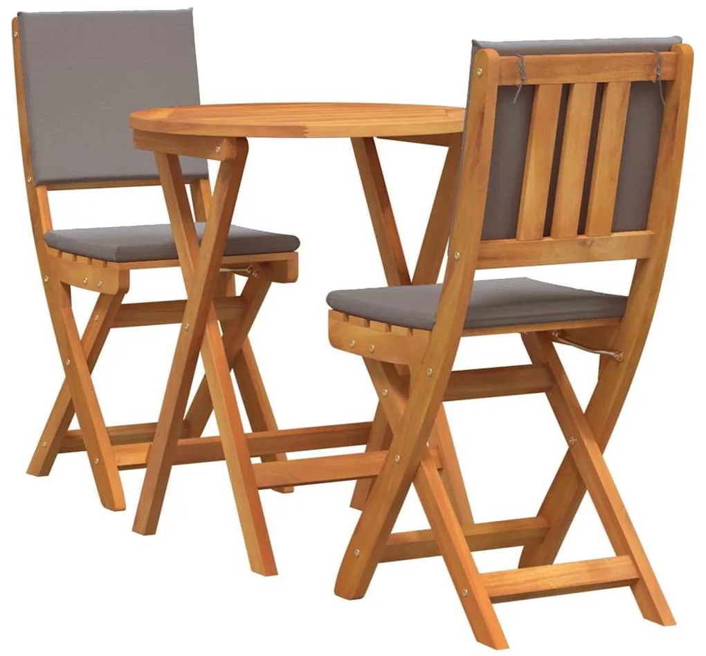 vidaXL Σετ μπιστρό με μαξιλάρι 3 pcs Φυσικό Λάδι Στερεό Ξύλο Ακακίας