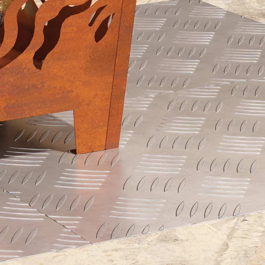 vidaXL Σκαλοπάτι Ορθογώνιος 4 pcs Ασημί 60 x 40 cm Αλουμίνιο