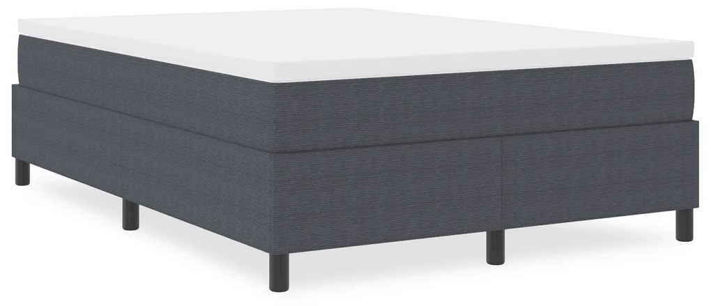 vidaXL Κρεβάτι Box Spring Σκούρο Γκρι 140x200 εκ Ψαθωτό Ύφασμα