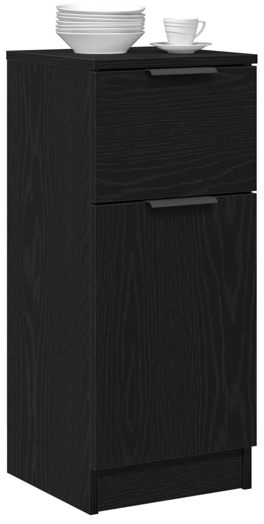 vidaXL Μαύρος Δρυς Sideboard 30x30x70 εκ MDF