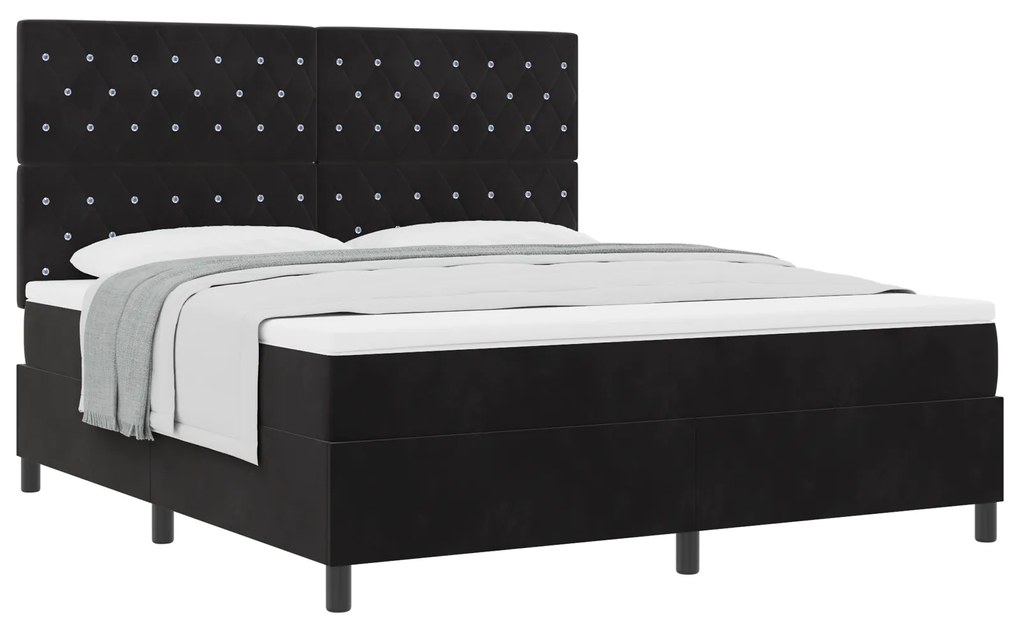 vidaXL Κρεβάτι με ελατήρια με στρώμα Μαύρο 180 x 200 cm Βελούδο