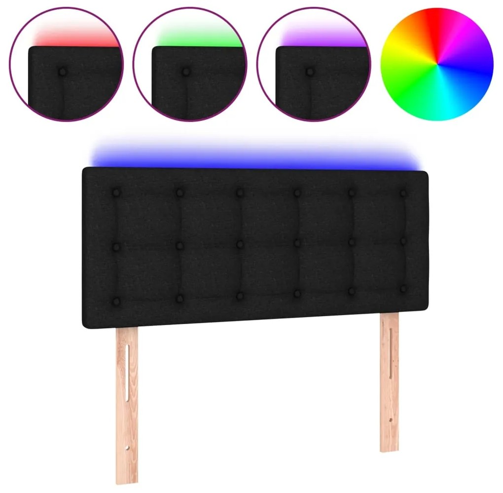 vidaXL Κεφαλάρι Κρεβατιού LED Μαύρο 100x5x78/88 εκ. Υφασμάτινο