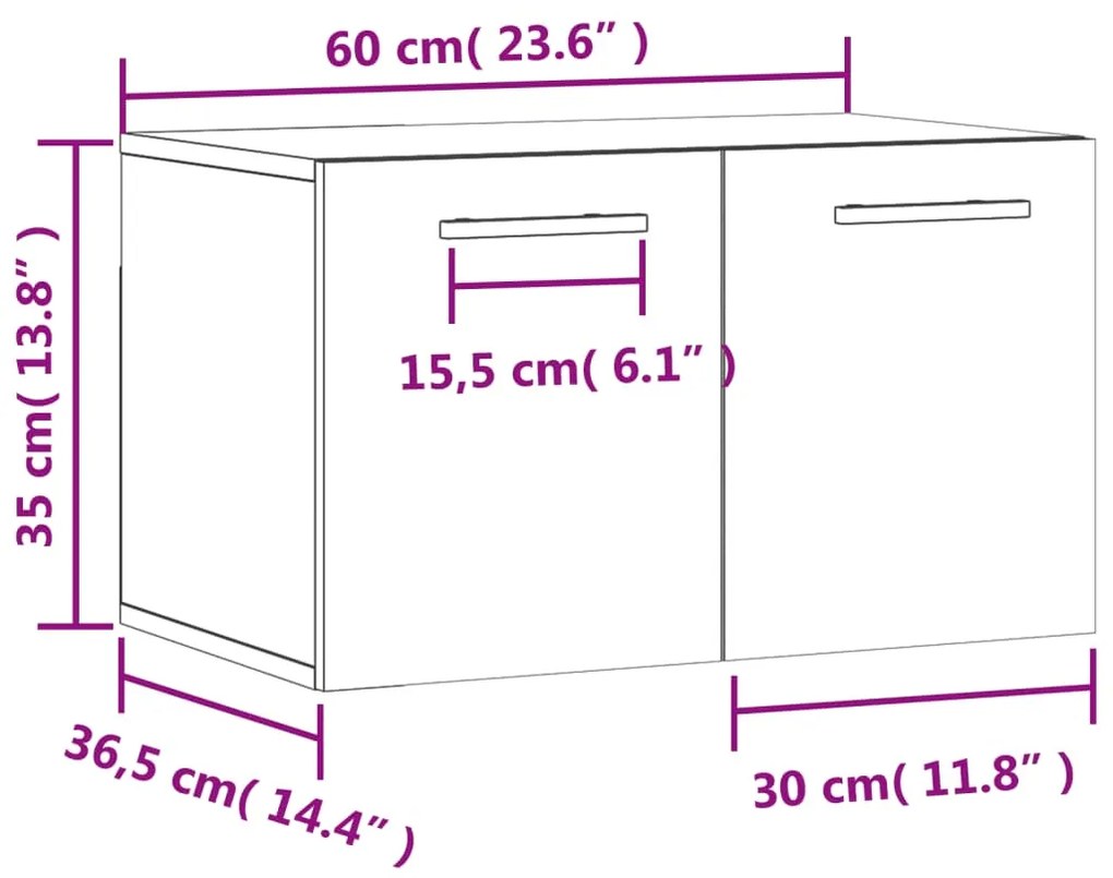 Ντουλάπι Τοίχου Καφέ Δρυς 60x36,5x35 εκ. Επεξεργασμένο Ξύλο - Καφέ