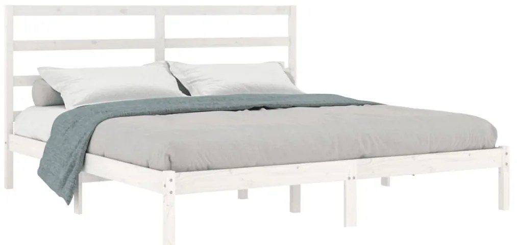 vidaXL Σκελετός Κρεβ. Χωρίς Στρώμα Λευκό 200x200 εκ Μασίφ Πεύκο