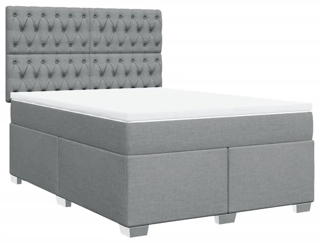 vidaXL Κρεβάτι Boxspring με Στρώμα Ανοιχτό Γκρι 140x190 εκ. Υφασμάτινο