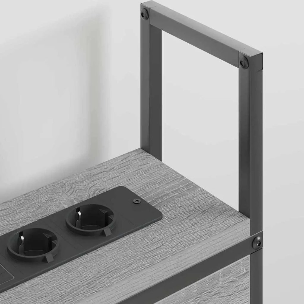 vidaXL Κεφαλάρι Αποθήκης με Σταθμό Φόρτισης με ράφι Γκρι sonoma 150 cm