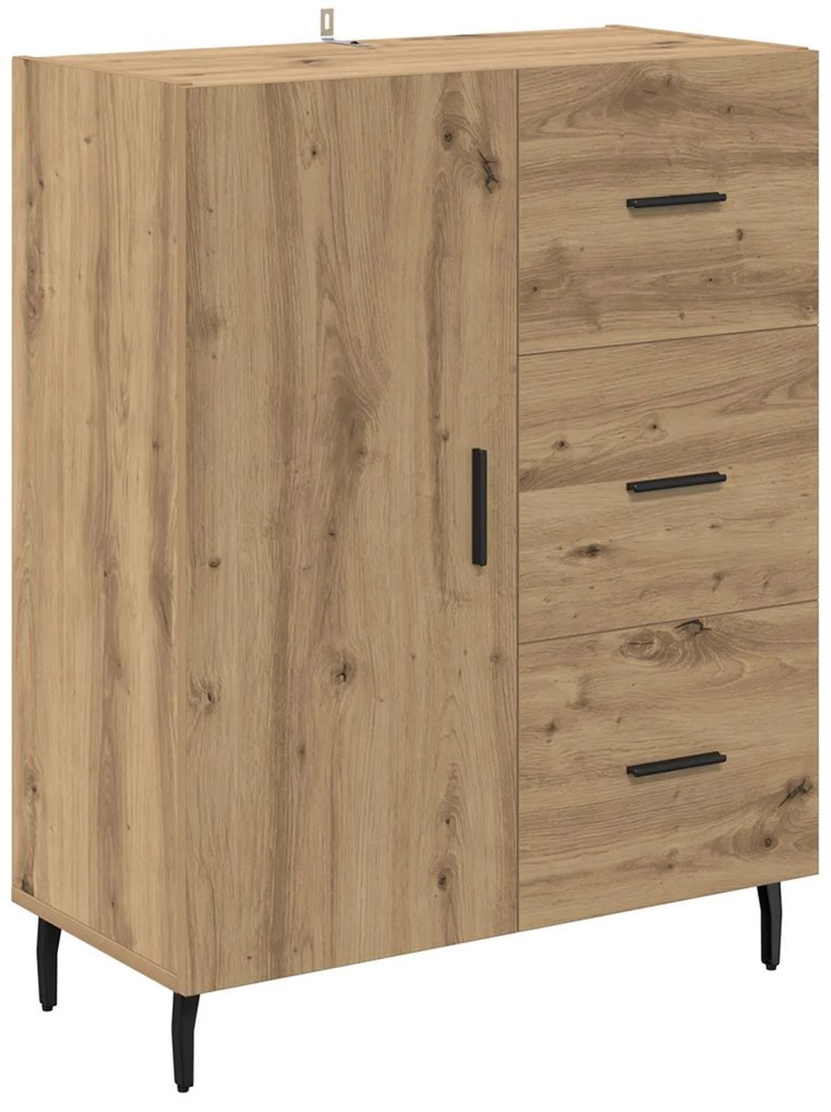 vidaXL Highboard με συρτάρι 2 pcs Artisan Oak Σύνθετο Ξύλο και Γυαλί