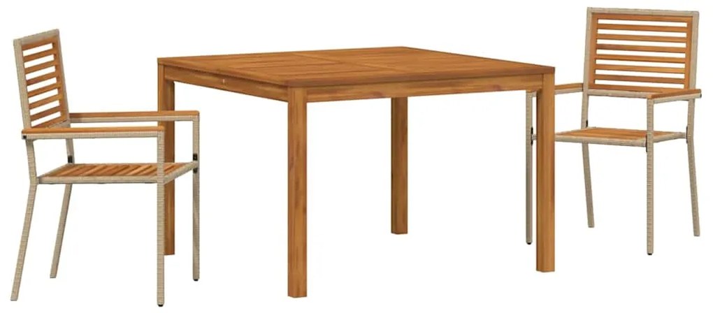 vidaXL Σέτ φαγητού για κήπο 3 pcs Μπεζ Στερεό Ξύλο Ακακίας