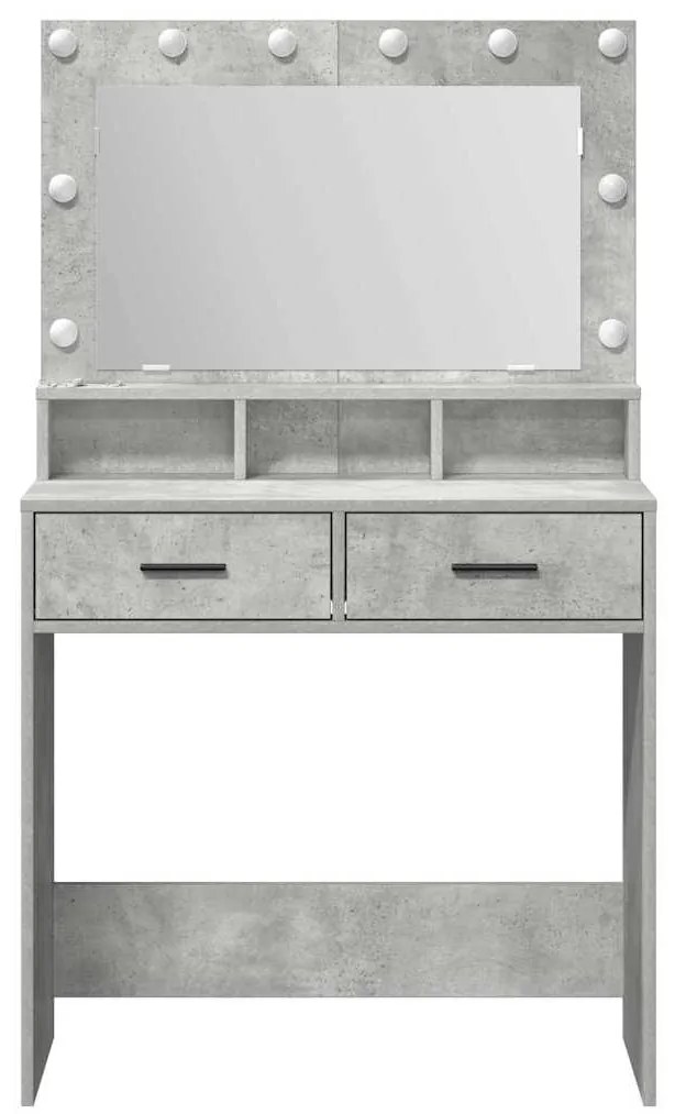 vidaXL Κομοδίνο Γκρι σκυροδέματος 79 x 41 x 135 cm Επεξεργασμένο ξύλο