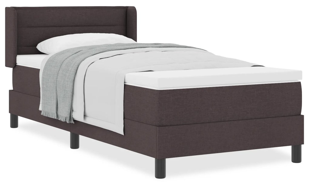 vidaXL Κρεβάτι με ελατήρια Σκούρο Καφέ 100 x 200 cm Ύφασμα και αφρός