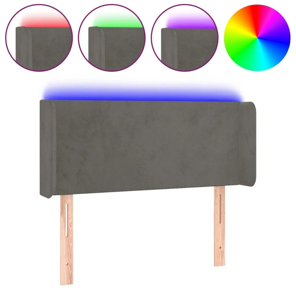 Κεφαλάρι Κρεβατιού LED Σκούρο Γκρι 103x16x78/88 εκ. Βελούδινο 3122999