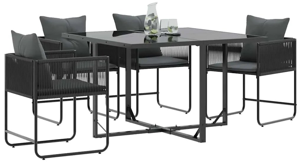 vidaXL Καρέκλες Κήπου 4 pcs Μαύρο και Ανθρακί 50.5 x 53.5 x 63.5 εκ.