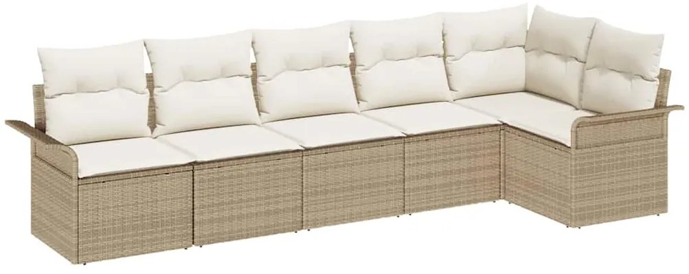 vidaXL Σετ Καναπέ Κήπου με μαξιλάρι 6 pcs Μπεζ Πολυ ράταν