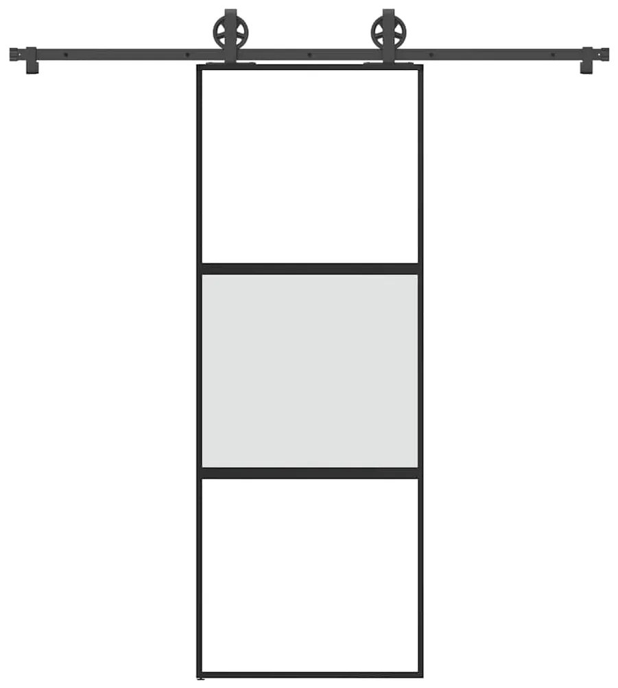 Συρόμενη πόρτα με σετ υλικού 76x205 cm από γυαλί&amp;Αλουμίνιο - Μαύρο