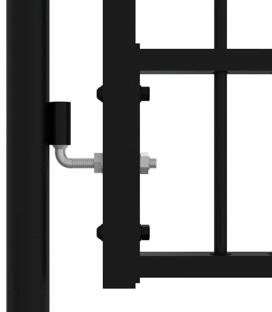 vidaXL Πόρτα Περίφραξης με Κορυφή Δόρυ Μαύρη 406x150 εκ. από Ατσάλι με Ηλεκτροστατική Βαφή