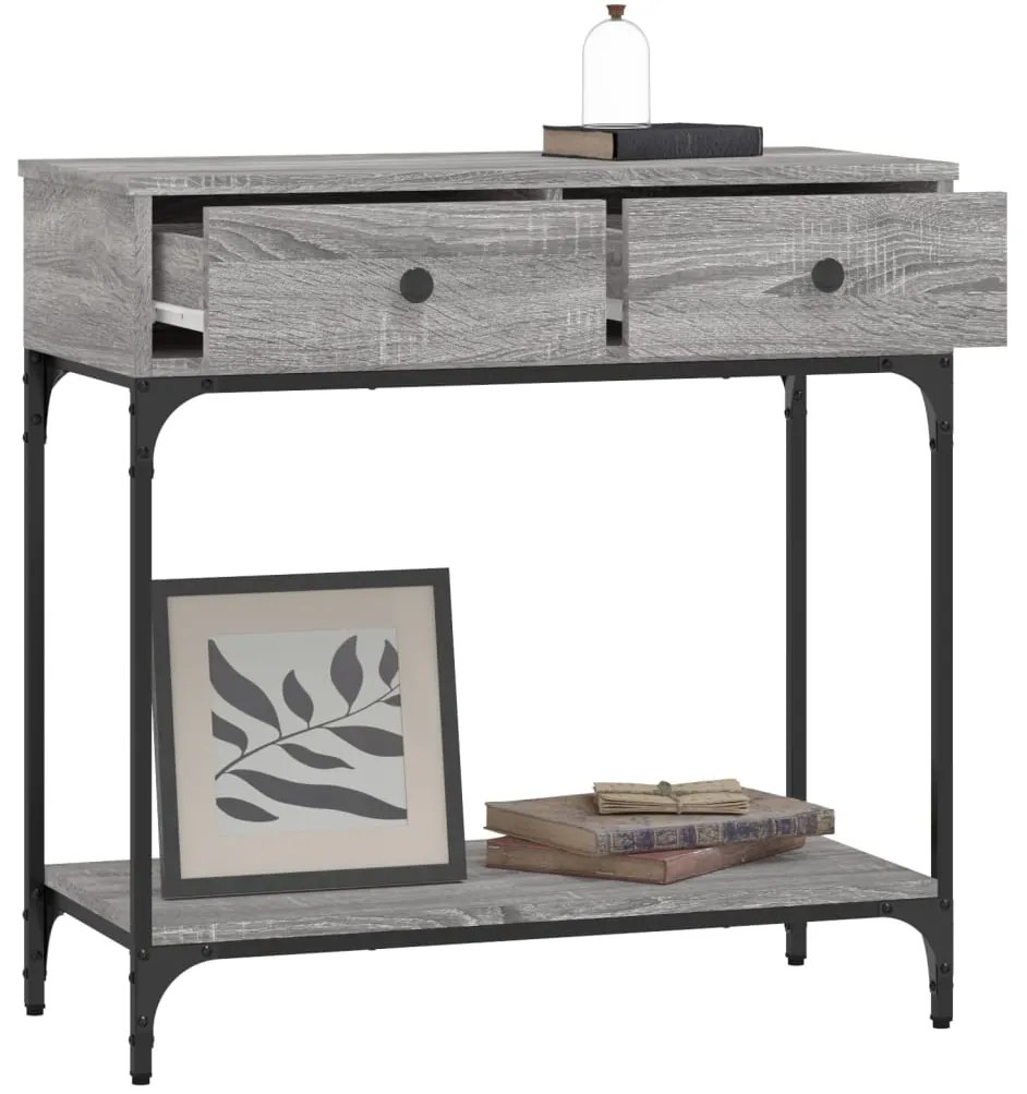 vidaXL Τραπέζι Κονσόλα Γκρι Sonoma 75x34,5x75 εκ. Επεξεργασμένο Ξύλο