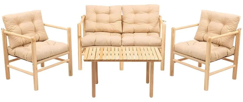 Σαλόνι Κήπου (Σετ 4Τμχ) 644MYD1156 Natural-Cream Four Seater