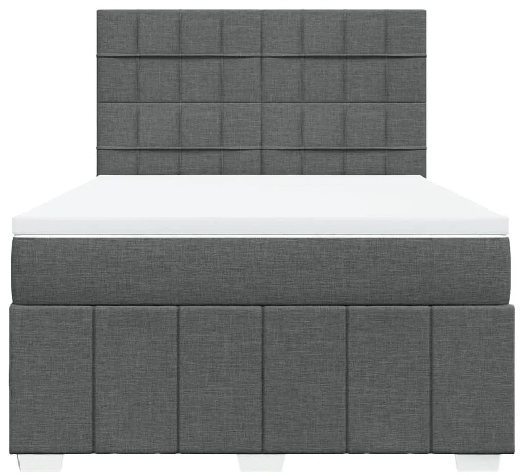 Κρεβάτι Boxspring με Στρώμα Σκούρο Γκρι 140x190 εκ. Υφασμάτινο - Γκρι