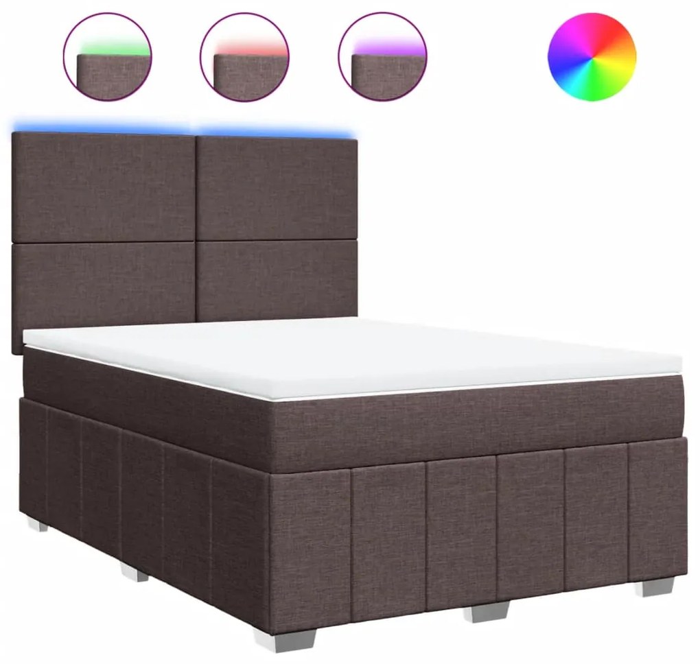 vidaXL Κρεβάτι Boxspring με Στρώμα Σκούρο Καφέ 160x200 εκ Υφασμάτινο