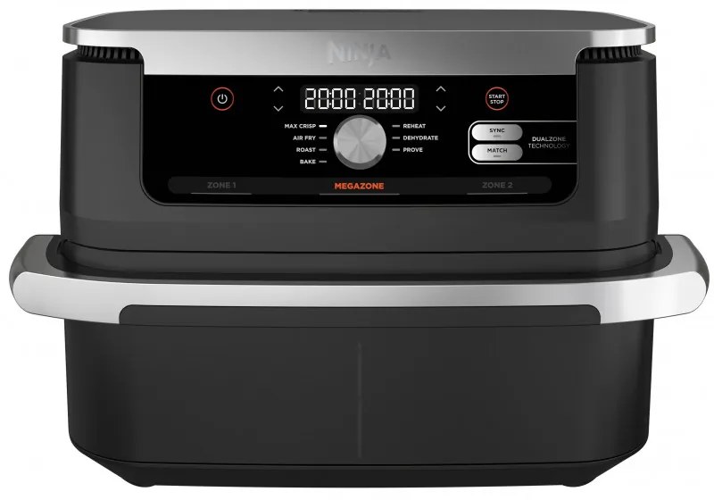 Διπλή φριτέζα με ζεστό αέρα Ninja AF500EU, 10,4 l, 7 προγράμματα, Χρονοδιακόπτης, Ανεξάρτητες ζώνες, Μαύρο
