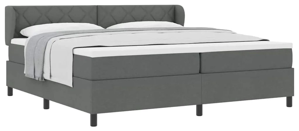 vidaXL Κρεβάτι box spring με στρώμα Σκούρο γκρι 200 x 200 cm ύφασμα