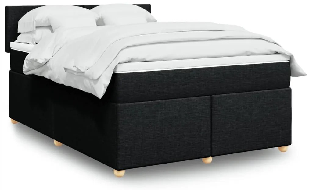 vidaXL Κρεβάτι Boxspring με Στρώμα Μαύρο 140x190 εκ. Υφασμάτινο