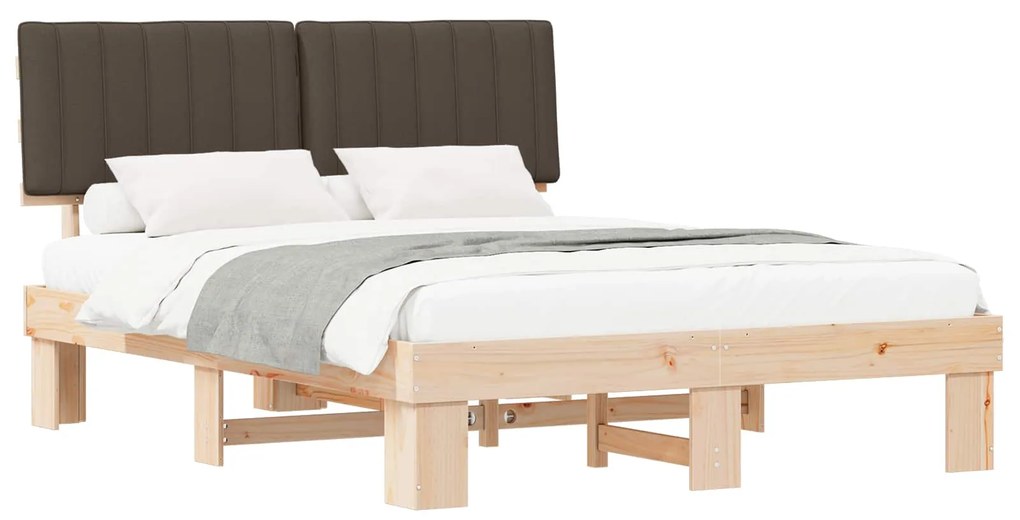 vidaXL Σκελετός Κρεβατιού με Επενδεδυμένο Κεφαλάρι Taupe 160 x 200 cm