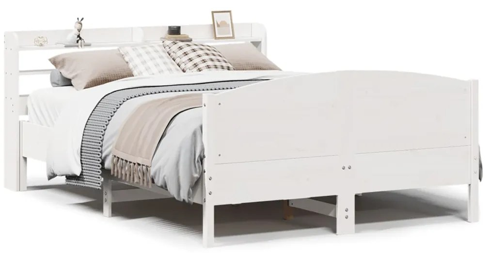 vidaXL Σκελετός Κρεβ. Χωρίς Στρώμα Λευκό 135x190 εκ Μασίφ Πεύκο
