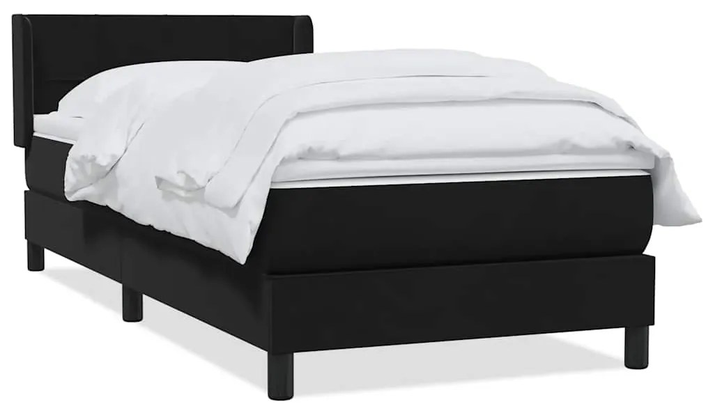 vidaXL Κρεβάτι Boxspring με Στρώμα Μαύρο 90x220 εκ. Βελούδινο