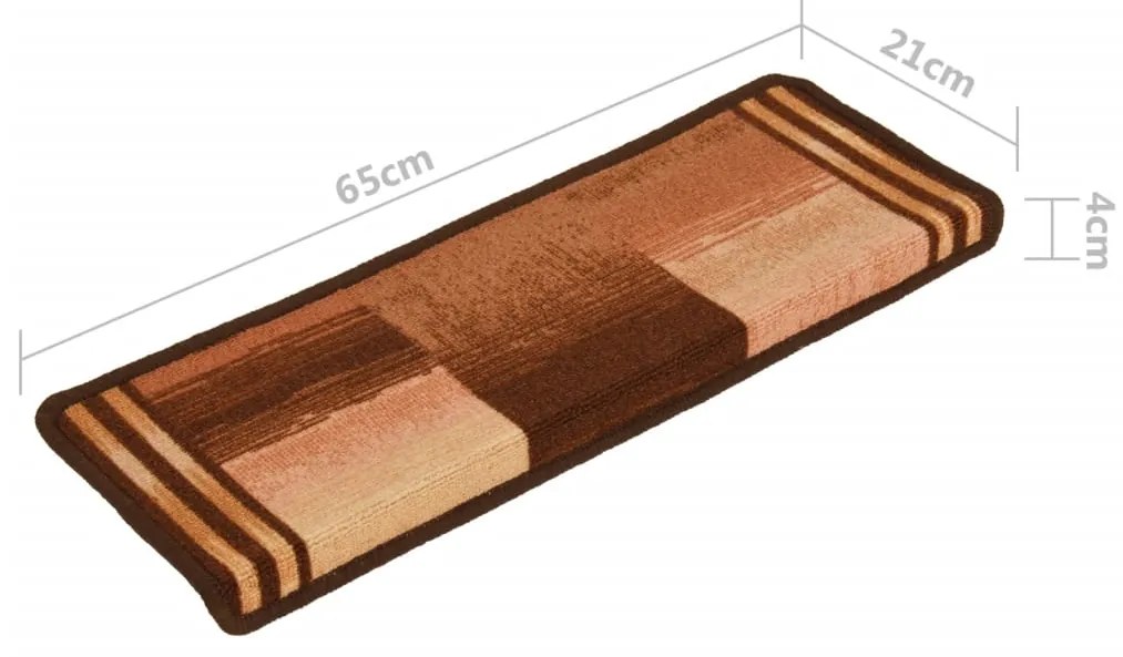 Πατάκια Σκάλας Αυτοκόλλητα 15 τεμ. Καφέ 65x21x4 εκ. - Καφέ