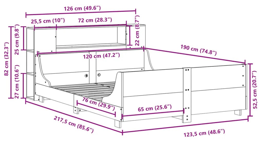 ΣΚΕΛΕΤΟΣ ΚΡΕΒ. ΧΩΡΙΣ ΣΤΡΩΜΑ ΚΑΦΕ ΚΕΡΙΟΥ 120X190 ΕΚ ΜΑΣΙΦ ΠΕΥΚΟ 3323781