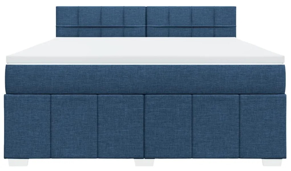 vidaXL Κρεβάτι Boxspring με Στρώμα Μπλε 180x200 εκ. Υφασμάτινο