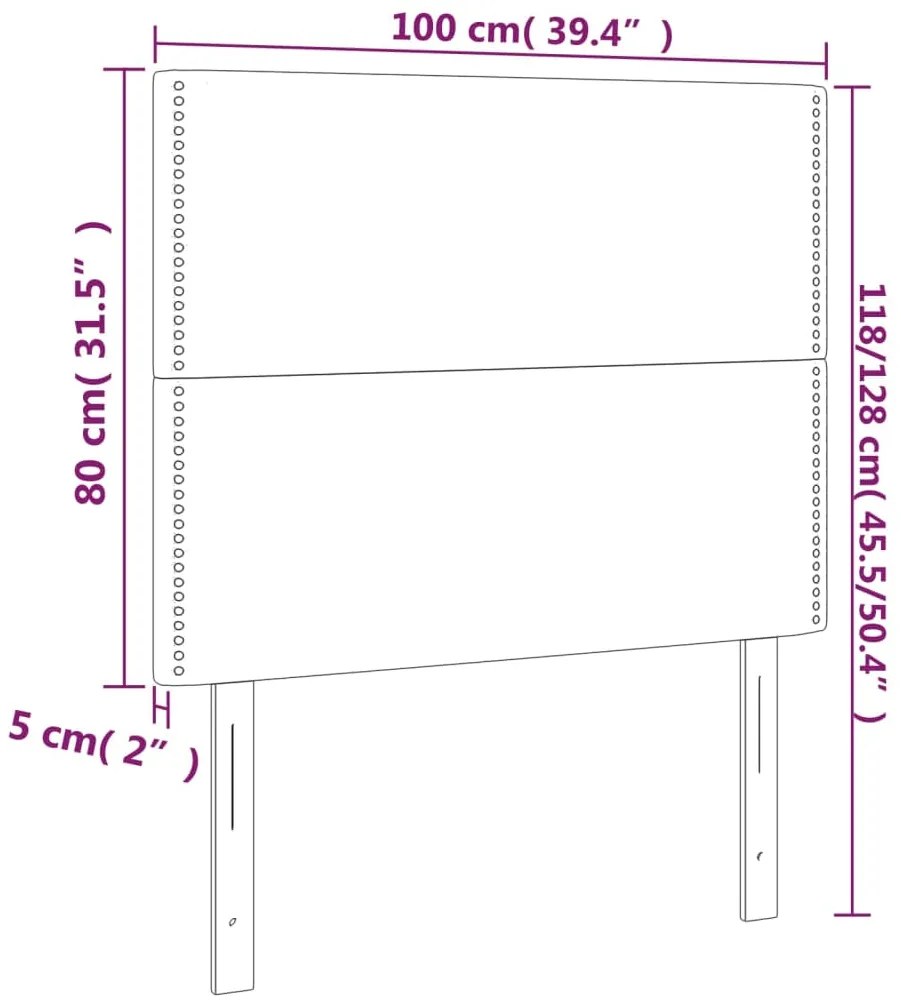 vidaXL Κεφαλάρι Κρεβατιού LED Κρεμ 100x5x118/128 εκ. Υφασμάτινο