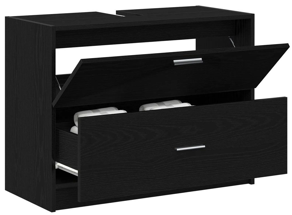 vidaXL Ντουλάπα Νιπτήρα Μαύρη Δρύς 78x37x59 εκ Επεξεργασμένο Ξύλο