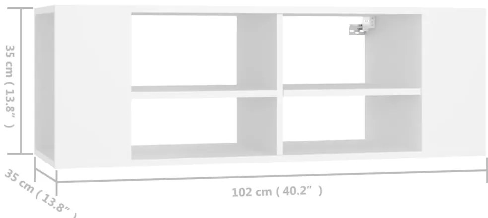 vidaXL Έπιπλο Τηλεόρασης Κρεμαστό Λευκό 102x35x35 εκ από Επεξ. Ξύλο
