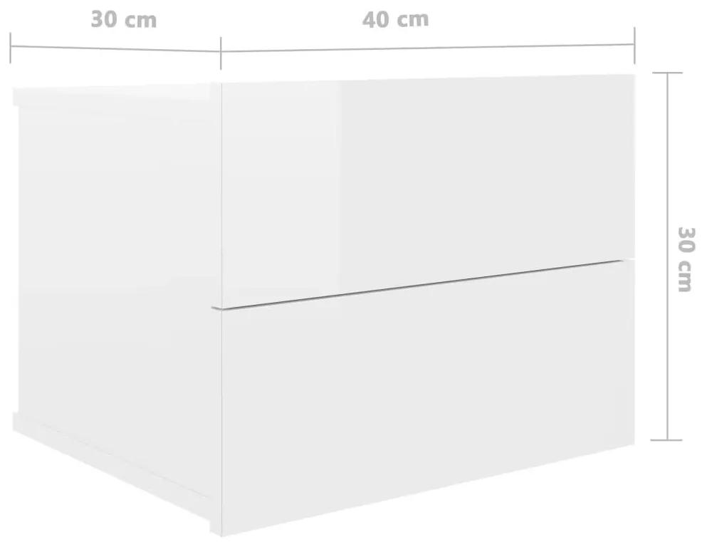 Κομοδίνα 2 τεμ. Γυαλιστερό Λευκό 40x30x30 εκ. από Μοριοσανίδα - Λευκό