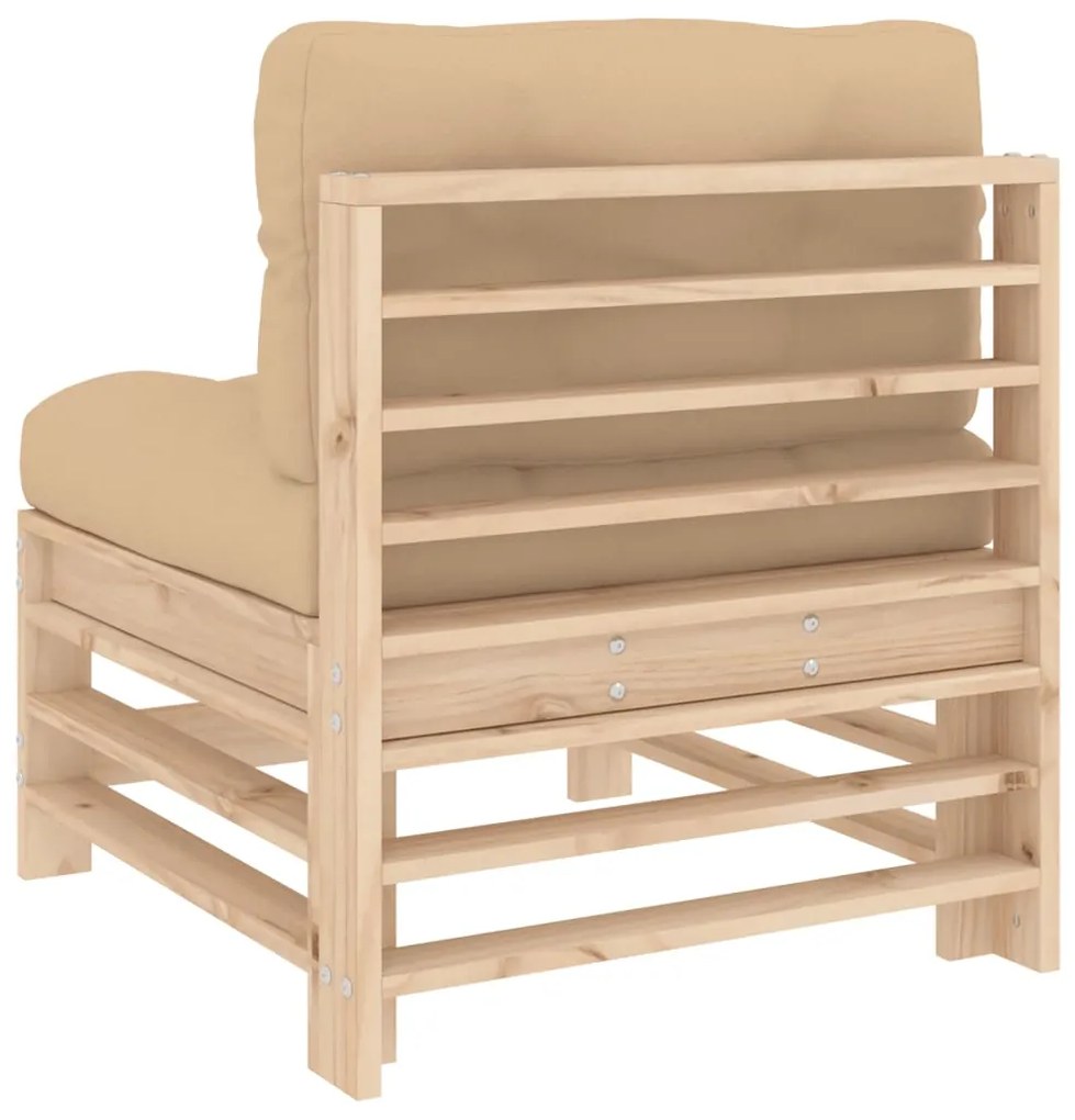 vidaXL Καναπέδες Μεσαίοι με Μαξιλάρια 2 τεμ. από Μασίφ Ξύλο Πεύκου