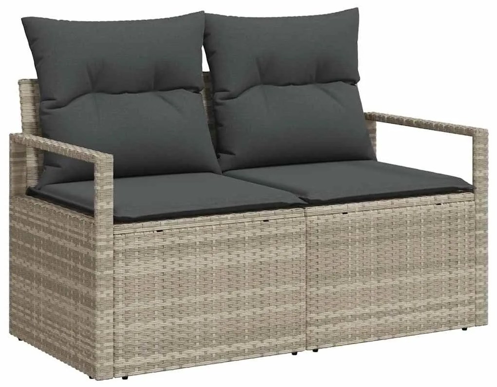 vidaXL Set καναπέ κήπου 7 τεμαχίων με γκρι πολυράττανο μαξιλάρια