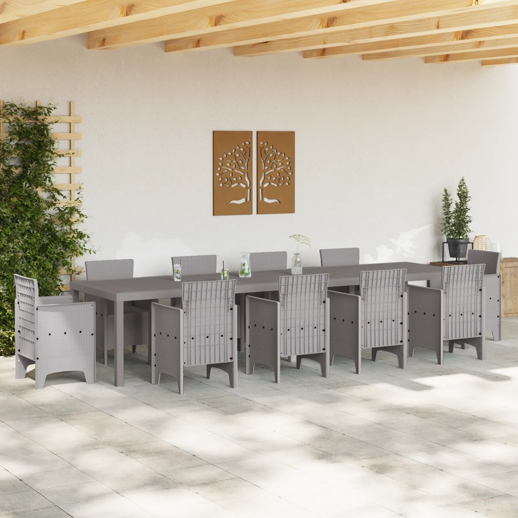 vidaXL Τραπέζι Κήπου Ανοιχτό Γκρι 350x100x73 cm Poly Rattan