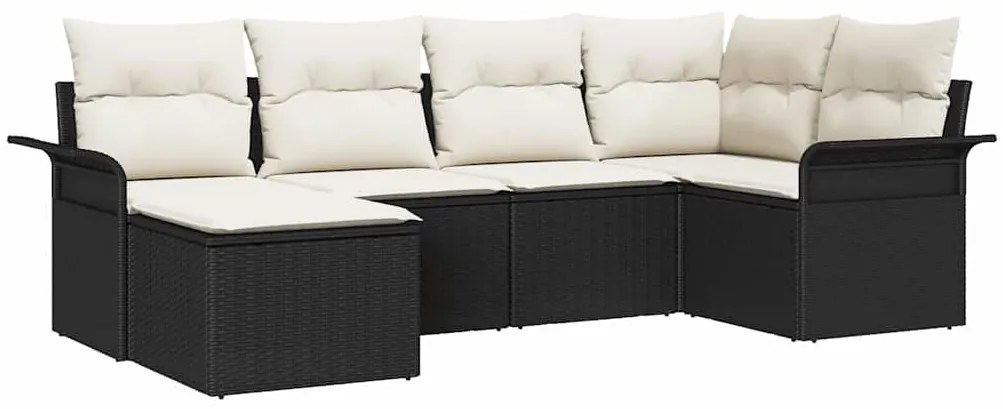 vidaXL Σετ Καναπέ Κήπου με μαξιλάρι 6 pcs Μαύρο Πολυ ράταν