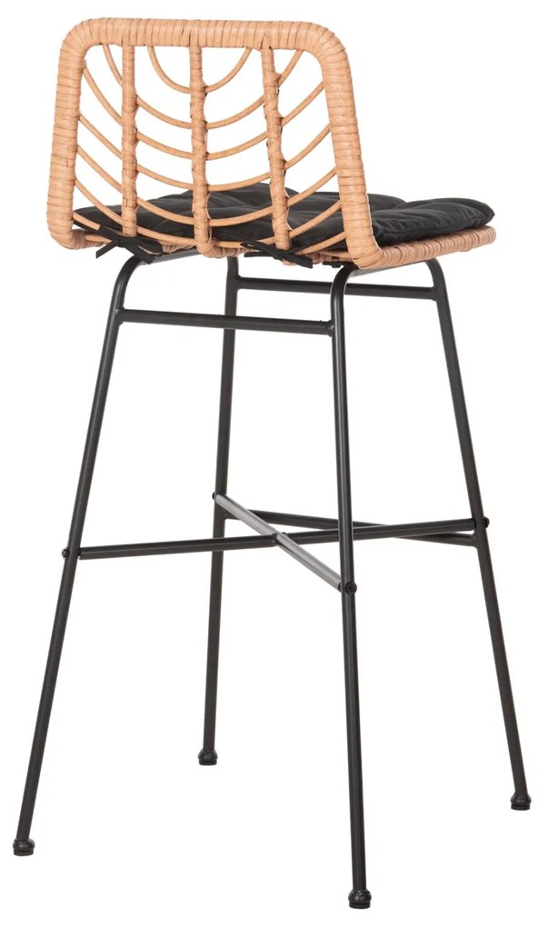 ΣΚΑΜΠΟ ΜΠΑΡ ΨΗΛΟ GERALD  ΜΕΤΑΛΛΟ&amp;ΜΑΞΙΛΑΡΙ ΜΑΥΡΟ-WICKER ΜΠΕΖ 49x50x101Υεκ. 49x50x101 εκ.