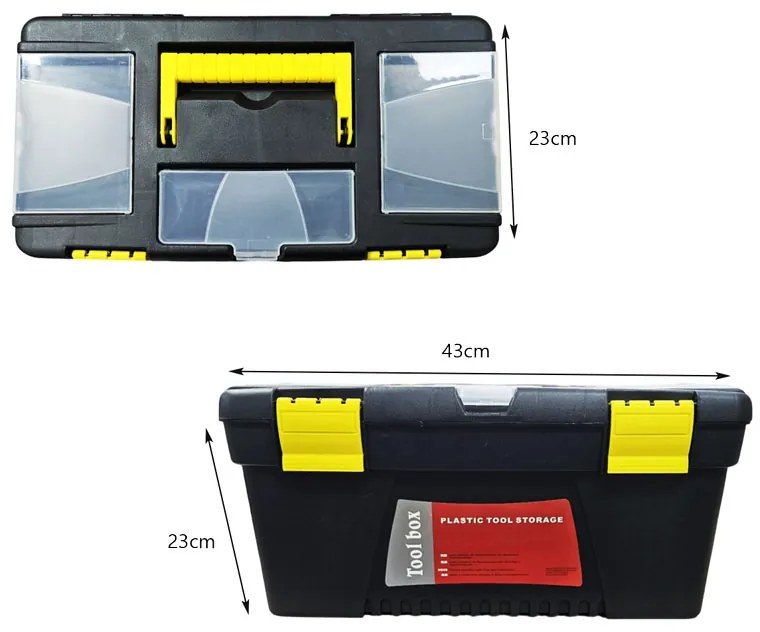 Πλαστική Εργαλειοθήκη με Κλιπ Ασφαλείας – 43cm x 23cm x 23cm G-717 - Plastic Tool Storage