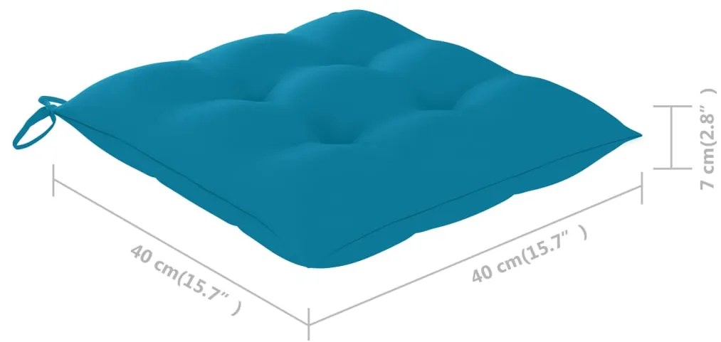 Καρέκλες Κήπου 8 τεμ. από Μασίφ Ξύλο Teak με Γαλάζια Μαξιλάρια - Μπλε