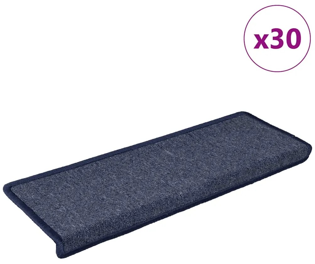 vidaXL Πατάκια Σκάλας 30 τεμ. Γκρι και Μπλε 65 x 21 x 4 εκ.