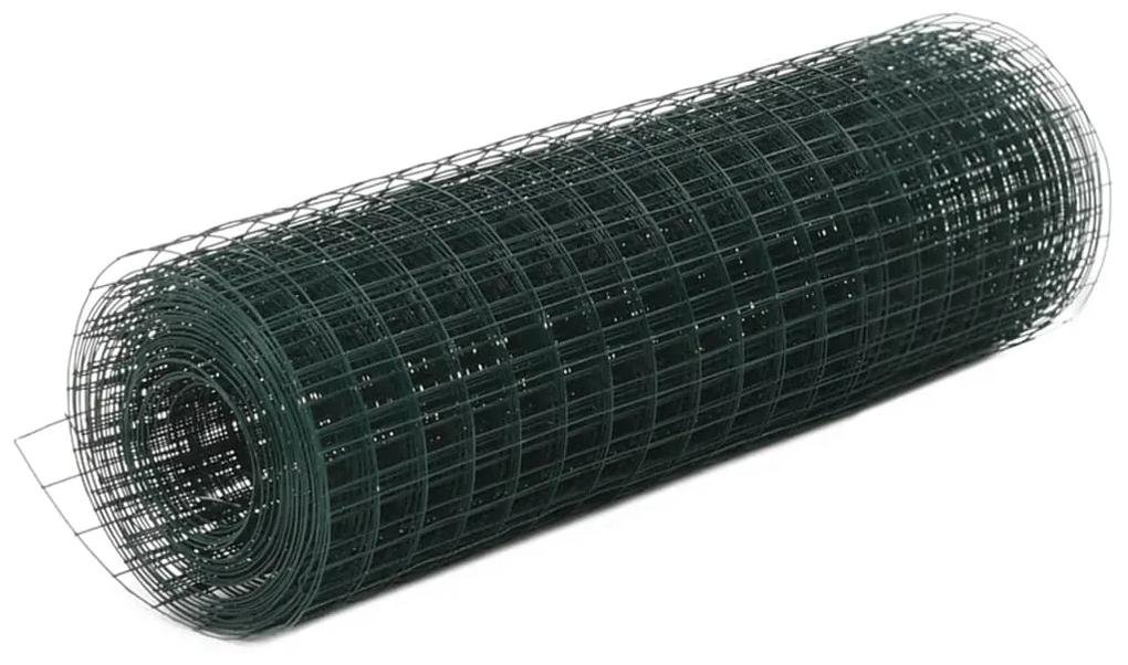 vidaXL Συρματόπλεγμα Κοτετσόσυρμα Πράσινο 25x0,5μ Ατσάλι Επικάλυψη PVC