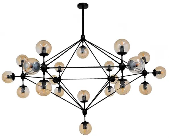 01638 GloboStar® GLOBOSTAR® SENTINEL 01638 Μοντέρνο Φωτιστικό Οροφής με Ντουί 21 x E27 AC 220-240V IP20 - Μαύρο &amp; Μελί - Μ170 x Π170 x Υ136cm